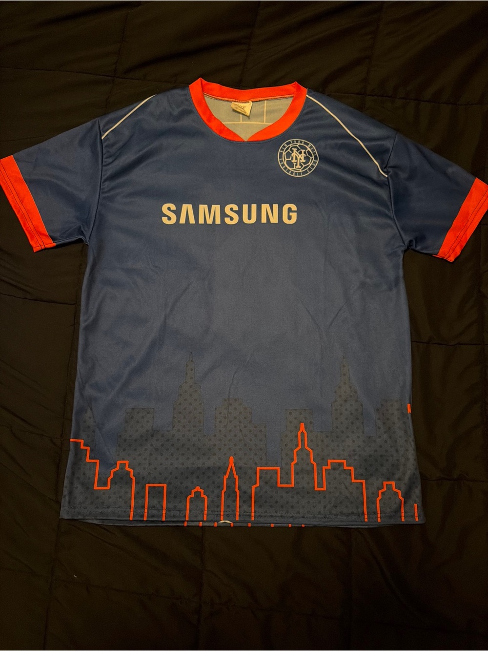 Samsung Blue Short-Sleeve Tee with Orange Trim